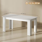 HOMCOM 63" Modern Dining Table with Wood Effect - White-Solid frame and triangular legs ensure strong support and durability