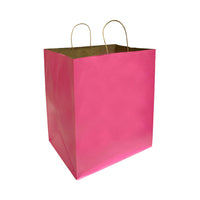 Reliabag Paper Bags - Twist Handles - 14" W x 10" D x 15.75" H - Pink - 50 Pack-Made by the premium pink kraft paper with the re-enforced flat bottom