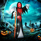 Outsunny 12' Lit Inflatable Grim Reaper Halloween Decoration-Includes seven white and two red LED lights for eerie illumination 