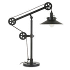 Hudson&Canal - Lampe de table Descartes de 74 cm de haut avec système à poulie et rebord large, avec abat-jour en métal - Bronze noirci/Bronze noirci-Design moderne du milieu du siècle pour votre salon, votre espace de travail ou votre table de chevet