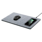 General Supply Goods + Co Fabric/Suede Qi Charging Mouse Pad - Grey Herringbone-Fabric/Suede