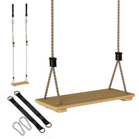 Qaba - siège de balançoire en bois pour arbre, pour jardin avec corde réglable, accessoires-Profitez d'un plaisir intemporel avec cette balançoire extérieure classique en bois pour enfants de 3 à 8 ans 