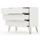 Manhattan Comfort Rockefeller 35.24" Mid-Century Modern 3-Drawer Dresser 2-Piece Set - White-Fashionable Wire Splayed Legs Made of Metal for Extra Durability.