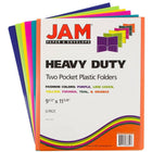JAM Paper - Chemise d'école en plastique robuste à 2 pochettes - couleurs tendance assorties - Paquet de 12-Taille : 9,5 x 11,625 pouces | Convient facilement aux documents de 8,5" x 11"