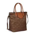 Karla Hanson® - Sac à provisions pliable Millie pour femmes, motif rose, rabat en similicuir brun-40 lar. x 40 haut. x 17 prof. (cm)