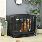 PawHut 41" Heavy Duty Steel Kennel Pet Cage - Black-Unique design, the gap between the bottom slats: 0.8"(2 cm), better care of the dog's paws to prevent pinching 