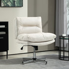 HOMCOM Criss Cross Armless Office Desk Chair - Light Grey-PP cotton padding supports and contours the body