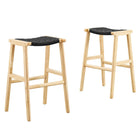 Modway - Saoirse Tabouret de bar en bois de corde tressée - Noir naturel - Ensemble de 2-Corde tressée