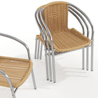 Flash Furniture 4 pièces - Chaise empilable de restaurant commerciale pour intérieur et extérieur en aluminium et rotin beige-Les renforts transversaux offrent une stabilité supplémentaire.