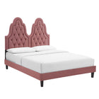 Modway Alexandria Tufted Performance Velvet Twin Platform Bed with Black Wood Legs - Dusty Rose-Black Wood Legs With Non-Marking Caps