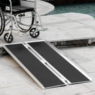 HOMCOM - rampe pour fauteuil roulant 5 pi avec revêtement antidérapant pour mobilité en scooter - argent-Idéal pour franchir les bordures, escaliers, porches 
