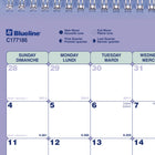 Blueline - 2026 Calendrier mensuel - 11 po x 8-1/2 po - Bilingue-Un mois par feuille avec un bloc par jour 