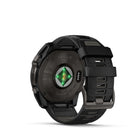 Garmin fēnix 8 - Solar Outdoor Recreation/Adventure Watches - 51 mm - Sapphire, Carbon Gray DLC Titanium with Black/Pebble Gray Silicone Band-Battery performance: up to 28 days of battery life in smartwatch mode with solar charging (assumes all-day wear with 3 hours per day outside in 50,000 lux conditions) and up to 92 hours in GPS mode with solar charging (assumes continuous use for entire period in 50,000 lux conditions) — all with an always-on display, so you’re ready to take on the toughest challenges