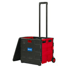 BAZIC Products Folding Cart on Wheels w/Lid Cover - 16" x 18" x 15" - Black/Red-Comes with lid