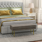 HOMCOM Upholstered Storage Bench for End of Bed - Beige-Can be used as an end of bed bench, window bench, or entryway bench  