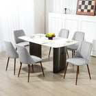HOMCOM Dining Chairs with Velvet-touch Upholstery Accent - Grey - Set of 6-Channel quilted velvet-feel upholstery is super soft to the touch