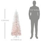 HOMCOM 5' Artificial Christmas Tree with Metal Base - Pink/White-Hinge construction/section design/branches being opened automatically for quick setup 