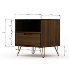 Manhattan Comfort Rockefeller 20.08" Mid-Century Modern 1-Drawer Nightstand 2-Piece Set - Brown-Choose Your Handle Design When the Product is at Your Home! Option for Cut-Out Edge Handle, or Flush Design Look