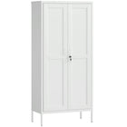 HOMCOM - Armoire de rangement en métal 69 po avec serrure - blanc-Trois étagères réglables avec 60 options de hauteur, offrant un rangement personnalisable pour tout type d’objet 