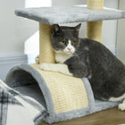 PawHut - Arbre à chat 28 po, tour d’escalade avec poteau à griffer en sisal - gris clair-Convient aux chats jusqu'à 10 lb (4,5 kg) 