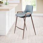 Zuo Desi Counter Stool - Azure Grey/Walnut - Set of 2-Assembly required