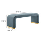 Modway - Koda Performance Velvet Banc long de la chute d’eau - Bleu Cadet en Laiton-Conception des cascades