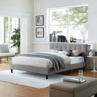 Modway Linnea Fabric Queen Bed - Light Grey-Slatted Poplar Wood Support System