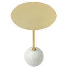 Modway - Aliza Manche Table d’appoint en marbre blanc - Laiton blanc-Assemblée requise