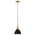 Hudson&Canal Elodie 8" Wide Pendant with Metal Shade - Blackened Bronze/Brass/Blackened Bronze-Modern industrial design for your entryway, foyer, or kitchen