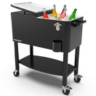 Permasteel 80 qt Rolling Patio Cooler with Divider & Shelf - Black-Additional features: Bottle opener, cap catcher
