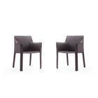 Manhattan Comfort - Lot de 2 chaises de salle à manger modernes Vogue 23,43 po en similicuir gris-Chaise de salle à manger moderne parfaite pour la salle à manger et le bureau à domicile Lot de 2