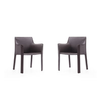 Manhattan Comfort - Lot de 2 chaises de salle à manger modernes Vogue 23,43 po en similicuir gris-Chaise de salle à manger moderne parfaite pour la salle à manger et le bureau à domicile Lot de 2