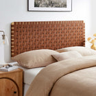 Modway - Sparta Montage mural en tissage Cuir végane Tête de lit Queen, Brun naturel-Ossature en bois