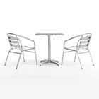 Flash Furniture – Table carrée de 23,5 po en aluminium avec 2 sièges à traverses, intérieur/extérieur (TLH24SQ017BCHR2)-Assemblage nécessaire