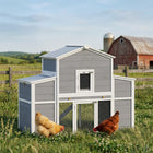 PawHut 66.5" Large Chicken Coop, Wooden Chicken House with Nesting Boxes-Raised upper roost plus ramp keeps sleeping area drier after rain