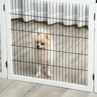 PawHut - Barrière pour animaux en bois autoportante avec 6 panneaux, 2 pieds de soutien - blanc-Matériau : Bois de pin, Acier 