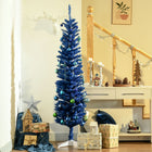 HOMCOM - Sapin de Noël artificiel fin 6pi - bleu profond-Conception de section pour une installation rapide  