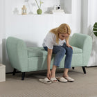 HOMCOM Upholstered Storage Bench with Armrests - Green-Suitable for the entryway, window side, and living room;