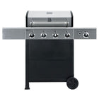 Kenmore - Barbecue au gaz à 4 brûleurs avec brûleur latéral - Noir avec couvercle en acier inoxydable-Type de combustible : propane.