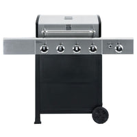 Kenmore - Barbecue au gaz à 4 brûleurs avec brûleur latéral - Noir avec couvercle en acier inoxydable-Type de combustible : propane.