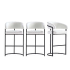 Manhattan Comfort Augusta 22.8" Modern Leatherette Upholstered Barstool - White - 3 Pack-Modern Barstool with Backrest Perfect for Bar and Kitchen Use