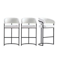 Manhattan Comfort - Augusta tabouret de bar moderne 22,8" en similicuir blanc, lot de 3-Tabouret de bar moderne avec dossier parfait pour une utilisation au bar et dans la cuisine