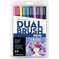 Tombow Dual Brush Pen, Galaxy, 10/Pack-"Galaxy" colour 10 pcs assortment set in plastic case