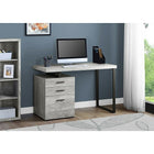 Monarch Specialties 7409 48" Computer Desk - Grey Reclaimed Wood/Black Metal-Durably designed with a reclaimed wood-look grey laminate finish and a sturdy black metal u-shaped leg for a contemporary look, with an easy to clean top perfect for study, writing, or working on your laptop.