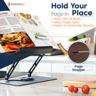 ShoppingAll Foldable Adjustable Book Holder with 360° Rotating Base and Elastic Clips - Black-6