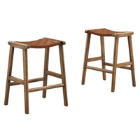 Modway - Saoirse Imitation cuir Tabouret de comptoir en bois - Brun noyer - Ensemble de 2-Cuir tissé