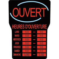 Royal Sovereign LED Open Sign with Business Hours, French (RSB1342F)-Bright LED lighting illuminates large durable acrylic sign