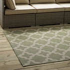Modway Cerelia Moroccan Trellis Indoor/Outdoor Area Rug - 5 ft W x 8 ft L - Beige/Light Green-Gripping Rubber Underside 