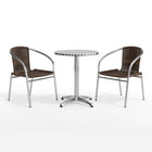 Flash Furniture – Table ronde de 23,5 po en aluminium avec 2 sièges en rotin, intérieur/extérieur (TLH24RD020CHR2)-Table ronde