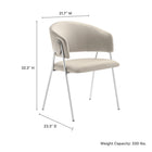 Modway Nella Upholstered Performance Velvet Dining Chair - Almond/Silver - 2 Pack-Barrel Backrest